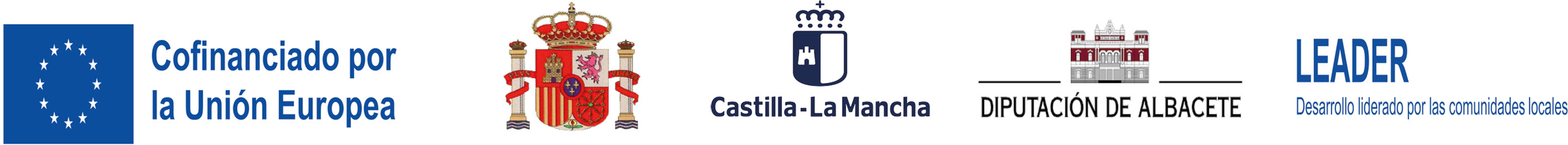 Cofinanciado por la Unión Europea · Gobierno de España · Junta de Comunidades de Castilla-La Mancha · Diputación de Albacete · LEADER, desarrollo liderado por las comunidades locales